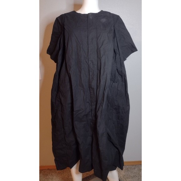 Beira Women's Oversized Dress 0 Black S/S Lagenlook Minimalist Pleated D - Picture 1 of 9